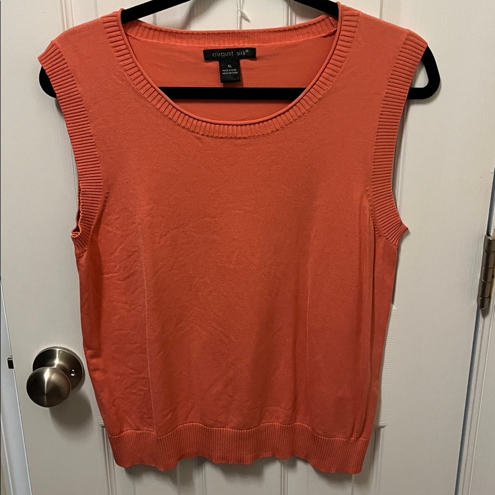August Silk Coral Sleeveless Sweater